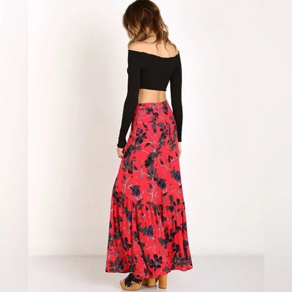 Free People Smooth Sailing Maxi Skirt in Red size 0